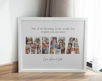 Custom Mima Photo Collage Canva Template, Personalized Gift For Grandma for Mothers Day, Christmas Present from Grandkids