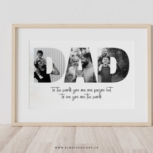 Printable Dad Photo Collage, First Fathers Day Gift, Custom Portraits for Dad, Personalized Gift for Dad image 6