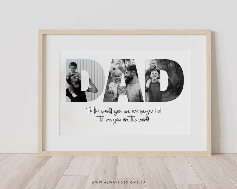 Printable Dad Photo Collage, First Fathers Day Gift, Custom Portraits for Dad, Personalized Gift for Dad image 6