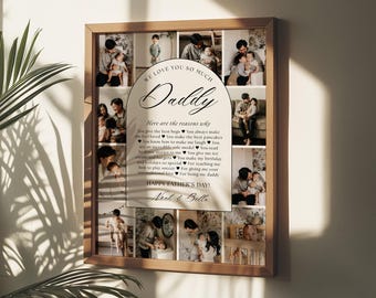 Modèle de toile de grille photo de raisons pour lesquelles nous t'aimons papa, cadeau bricolage pour la fête des pères, cadeau d'anniversaire personnalisé modifiable pour papa pour la première fois, par enfant