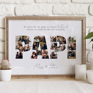 Plantilla de collage de fotos PAPI en Canva, regalo personalizado imprimible para papá, regalo DIY para el Día del Padre, regalo fotográfico único editable