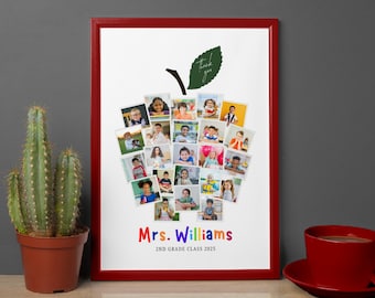 23 Students Apple Photo Collage Canva Template, Teacher Classroom Gift, End Of Year Teacher Gift, Teacher Appreciation, Gift For Teacher
