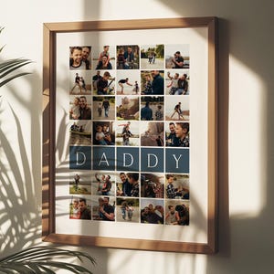 Modelo de colagem de fotos do papai no Canva, presente faça você mesmo para o Dia dos Pais, pôster para imprimir de presente de aniversário para o pai, fotos quadradas como lembrança sentimental