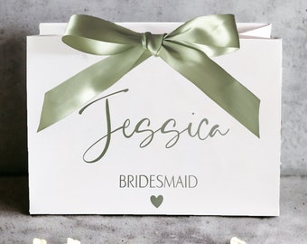 Bridesmaid Gift bag - Sage Green Personalised Gift Bag - Mother of the bride gifts - Bridesmaid proposal - Maid of Honour - Floral Wedding