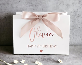 Personalised Birthday Gift Bag: Luxury Keepsake, Rose Gold