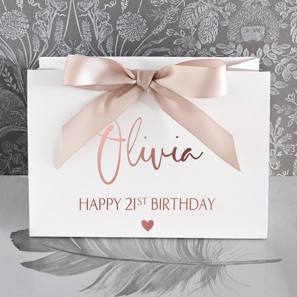 Birthday Gift bag - Personalised Gift Bag - Rose Gold Luxury Gift Bag - Birthday gift idea - Anniversary gifts - Birthday box