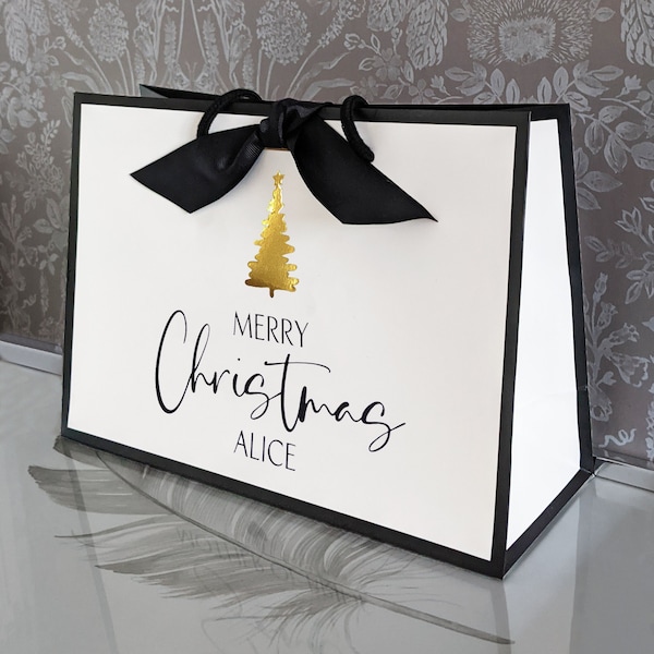 Personalised Gift Bag - Christmas Gift bag - Luxury Gift Bag - Christmas eve box - Christmas gift ideas - Gold Christmas Tree