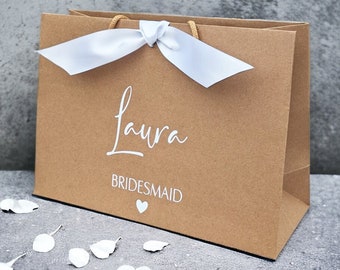 Bridesmaid Gift bag - Personalised Bridesmaid gifts - Mother of the bride - Bridesmaid proposal - Rustic Wedding - Brown kraft bag