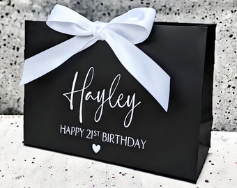 Birthday Gift bag - Personalised Gift Bag - Black Luxury Gift Bag - Birthday gift idea - Anniversary gifts - Birthday box