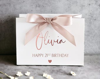 Personalised Birthday Gift Bag: Luxury Keepsake, Rose Gold