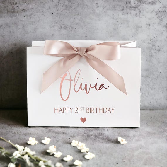 Personalised Birthday Gift Bag: Luxury Keepsake, Rose Gold