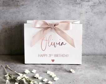 Personalised Birthday Gift Bag: Luxury Keepsake, Rose Gold