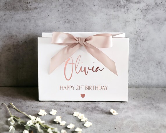 Personalised Birthday Gift Bag: Luxury Keepsake, Rose Gold