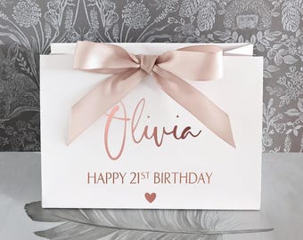Personalised Birthday Gift Bag: Luxury Keepsake, Rose Gold