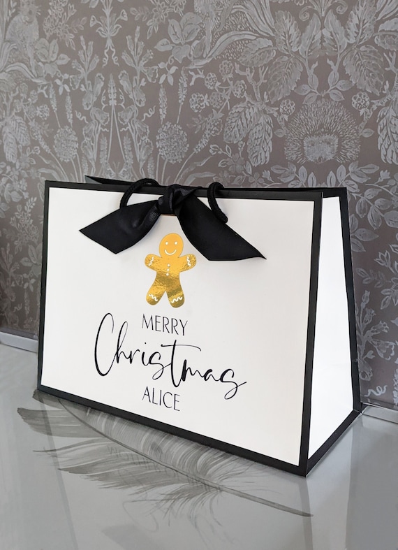 Personalised Christmas Gift Bag – Luxury Gingerbread Man Design