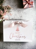 Personalised Christmas Gift Bag – Rose Gold Tree, Luxury Cotton Ribbon