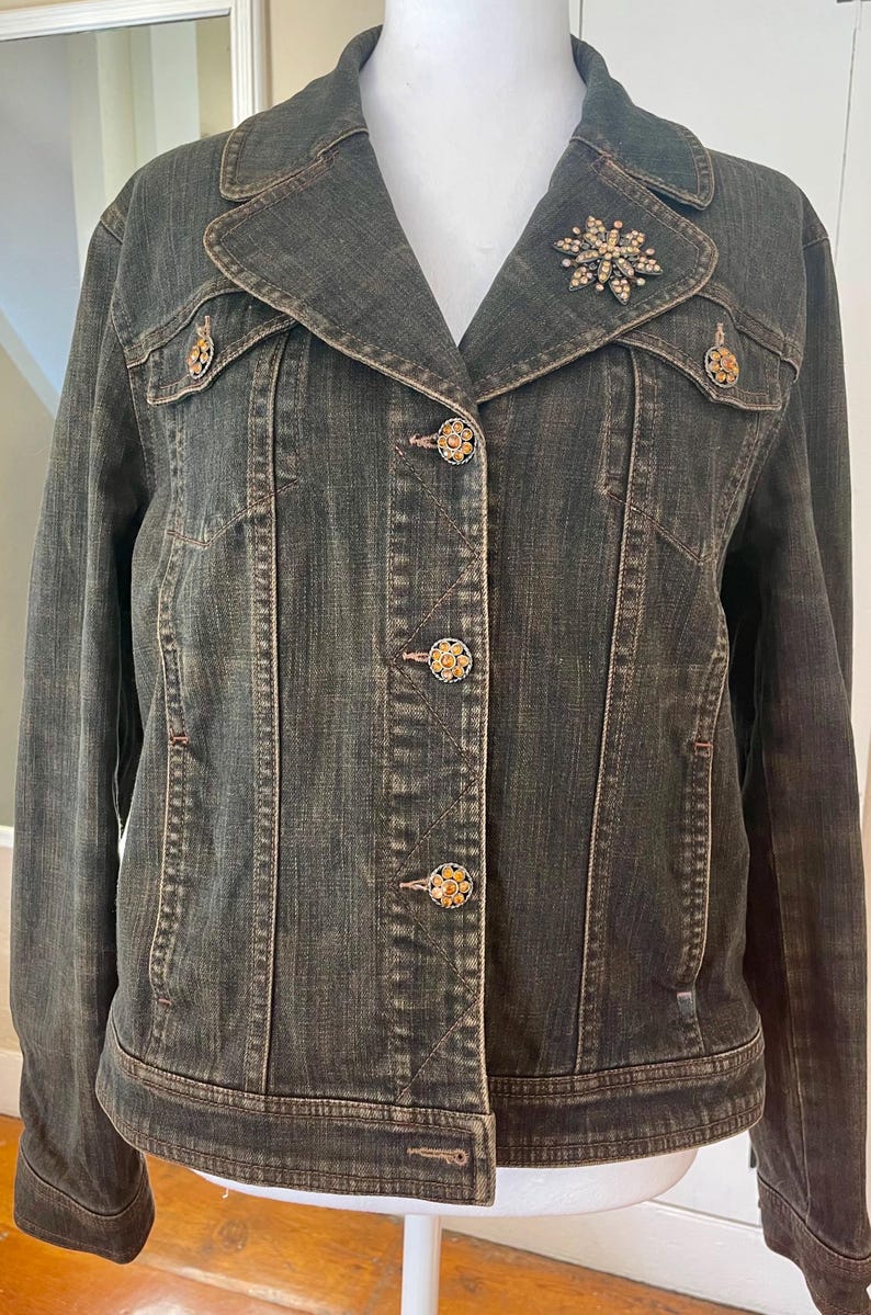 Stylish Horse Print Collared Long-Sleeved Casual Denim Jacket