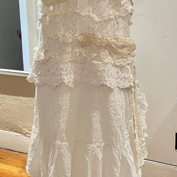 Upcycled Vintage Rag & Lace Dress