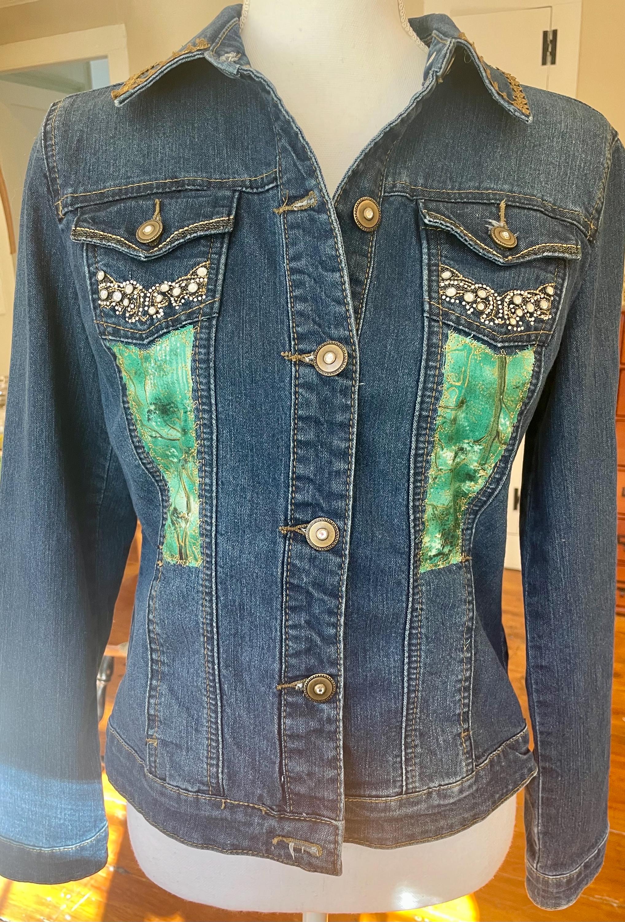 Leaf Detail Denim Jacket main image 1
