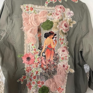Upcycled Denim Jacket with Lace