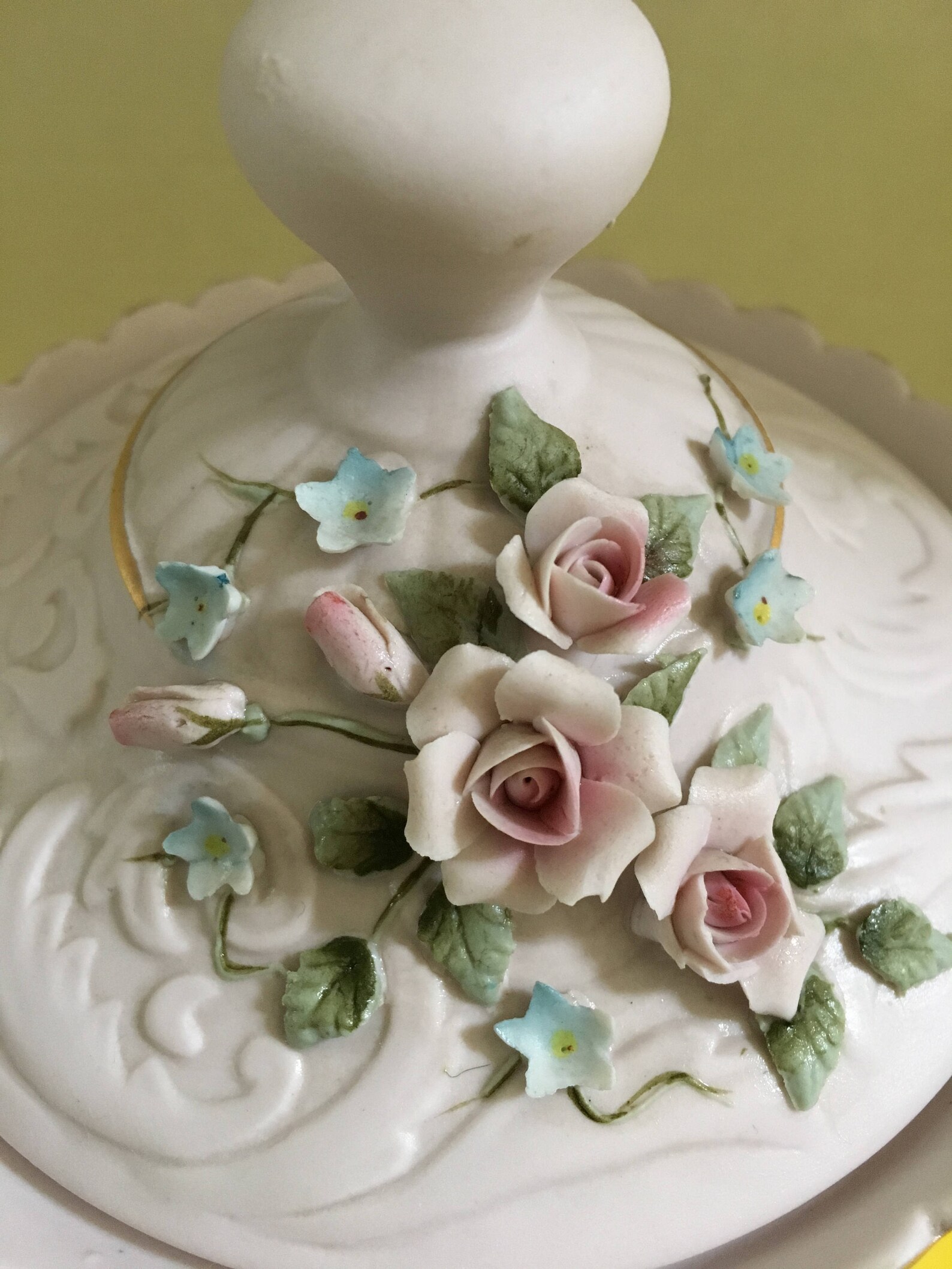 LEFTON Hand Painted PINK ROSES Pedestal Candy Dish with Lid Etsy