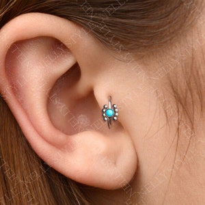 Turquoise Tragus Earring - Surgical Steel Cartilage Hoop, Helix Jewelry, Rook Piercing