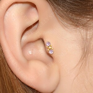 Kraakbeen Stud Earring Chirurgisch staal - Kraakbeen Piercing, CZ Gebogen Bar Kraakbeen Sieraden