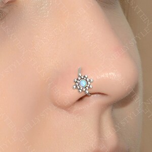 Opal Nose Ring - Implant Grade Titanium Nose Piercing 18g