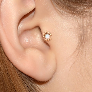 Cartilage Stud Earring Surgical Steel - Cartilage Piercing, Opal Curved Bar Cartilage Jewelry