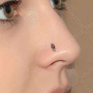 Nose Piercing Ring with Opal Stone - Implant Grade Titanium Nose Ring 18g, Nose Stud