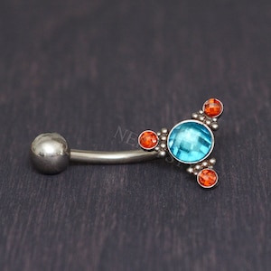 Navel Ring - Belly piercing jewelry with CZ stone, surgical steel belly bar