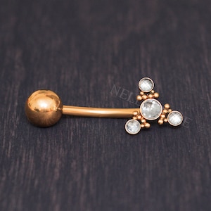 Surgical Steel Belly Button Ring - Navel ring 14 gauge, belly button jewelry with CZ stone
