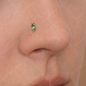 Implant Grade Titanium Nose Stud with CZ Gemstone - Works as Tragus Ring, Cartilage Earlobe Helix Earring