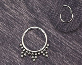 Tribal Septum Clicker Ring / Lip Ring / Daith Earring With - Etsy
