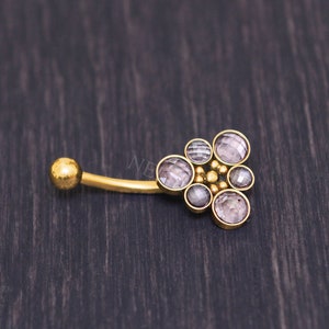 Surgical Steel Rook Earring - Eyebrow curved bar with CZ, externally threaded cartilage barbell