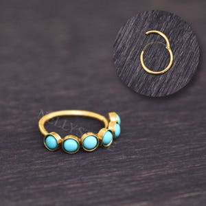 Cartilage Earring Turquoise - Tragus jewelry, conch piercing, rook piercing hoop, helix earring clicker