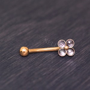 Eyebrow Banana Barbell - 316L surgical stainless steel rook earring, CZ cartilage curved barbell