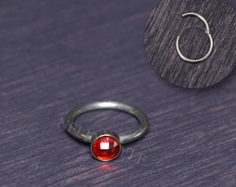 Surgical Steel Tragus Jewelry - CZ cartilage hoop, conch piercing jewelry, tragus hoop, clicker ring