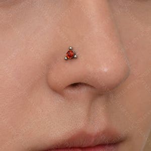 Nose Ring Stud with CZ Stone - surgical steel cartilage earring, forward helix earring