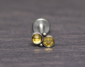 Internally Threaded Implant Grade Titanium Labret - Cartilage earring stud, forward helix earring, tragus piercing, conch jewelry stud