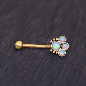 Bijoux pour sourcils en opale - Barres d&#39;haltères en acier chirurgical, bijoux de piercing