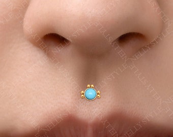 Labret Stud - 316L Surgical Steel Lip Stud Flat Back, Turquoise Monroe Jewelry, Medusa Piercing Jewelry