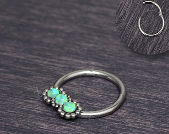 Opal Septum Ring - Septum piercing, daith earring