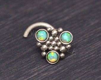 Opal Nose Ring Stud - Titanium Nose Piercing Stud 20g