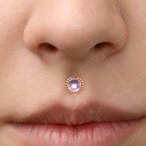 Labret Piercing 316L Surgical Steel - CZ Lip Ring Stud, Monroe Jewelry, Medusa Flat Back Earring
