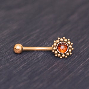 Rook Earring with CZ - Surgical steel eyebrow piercing jewelry, externally threaded cartilage bar