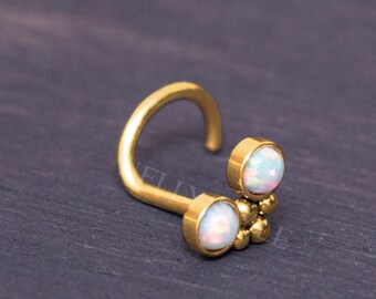 Opal Nose Stud - Surgical Steel Nose Ring 18g, Nose Earring