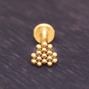 Labret Earring 316L Surgical Steel Internally Threaded - tragus stud, cartilage piercing, helix earring, conch earring stud