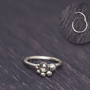 CZ Tragus Clicker Earring - Implant Grade Titanium Cartilage Hoop, Helix Jewelry, Rook Piercing