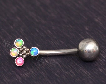 Navel Jewelry - Belly Ring Opal, Surgical Steel Navel Ring